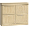 Bild von HOMCOM Schmaler Schuhschrank mit 4 Klappfächern, Schuhmöbel mit verstellbaren Einlegeböden, für 16-20 Paar Schuhe, für Flur und Eingangsbereich, 105x24x82,5 cm, Eiche Aosom