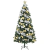 Bild von HOMCOM Weihnachtsbaum mit 250 warmweißen LEDs, 230 cm, fertig dekorierter Weihnachtsbaum, 1136 Zweige, 8 Modi, Kugeln, Bänder und Schleifen, Fernbedienung, klappbarer Metallständer, USB-betrieben, Grün Aosom