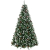 Bild von HOMCOM Weihnachtsbaum 240 cm, künstlicher verschneiter Tannenbaum mit 1773 Zweigspitzen, rote Beeren, Zapfen, klappbarer Stahlfuß, schnelle Montage, Weihnachtsdekoration für Wohnzimmer, Innen, Grün Aosom