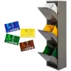 Bild von Wellhome Metall-mülleimer Und Recyclingbehälter Mit + 4 Magnetischen Etiketten 51l 3 Fächer