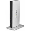 Bild von StarTech.com Dual Monitor Dockingstation mit USB 3.0 auf DVI-I & DVI-D und Adaptern für VGA & HDMI, 5x USB 3.0 & Audio - Vertikale DVI Dockingstation für ChromeOS, Mac & Windows, Kabelgebunden, USB 3.2 Gen 1 (3.1 Gen 1) Type-B, 3,5 mm, 10,100,1000 Mbit/s, IEEE 802.3, IEEE 802.3ab, IEEE 802.3u, Schwarz, Silber