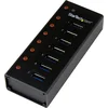 Bild von StarTech.com 7 Port USB 3.0 Hub - 5Gbps - Metallgehäuse - Desktop oder Wandmontierbar, USB 3.2 Gen 1 (3.1 Gen 1) Type-B, USB 3.2 Gen 1 (3.1 Gen 1) Type-A, 5000 Mbit/s, Schwarz, Aluminium, Leistung