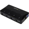 Bild von StarTech.com 4 Port USB 3.0 Hub plus dedizierter Ladeanschluss - 5Gbps - 1 x 2.4 A Port, USB 3.2 Gen 1 (3.1 Gen 1) Type-B, USB 3.2 Gen 1 (3.1 Gen 1) Type-A, 5000 Mbit/s, Schwarz, Kunststoff, Status