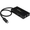 Bild von StarTech.com 3 Port USB 3.0 Hub mit USB-C und Gigabit Ethernet - 5Gbps - inklusive Netzteil, Kabelgebunden, USB, Ethernet, 1000 Mbit/s, Schwarz