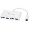 Bild von StarTech.com 4 Port USB-C- Hub mit 4x USB-A Anschlüssen (USB 3.0 SuperSpeed 5 Gbit/s) - USB Bus Stromversorgung - Tragbarer Laptop USB-C auf USB-A Adapter-Hub - USB 3.2 Gen 1 Typ C-Hub - Weiß, USB 3.2 Gen 1 (3.1 Gen 1) Type-C, USB 3.2 Gen 1 (3.1 Gen 1) Type-A, 5000 Mbit/s, Weiß, Kunststoff, CE, FCC, RoHS