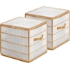 Bild von SONGMICS Aufbewahrungsboxen für Weihnachtskugeln, 2er Set, Schachteln für Weihnachtsschmuck, 128 Fächer, herausnehmbare Einlegefächer, je 34,5 x 34,5 x 34 cm, halbtransparent-goldfarben RFB029A02