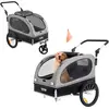 Bild von VEVOR Hund Fahrradanhänger, unterstützt bis zu 30 kg, 2-in-1 Haustier Kinderwagen Fahrradträger, leicht faltbarer Wagenrahmen mit Schnellverschlussrädern, universeller Fahrradkuppler, Reflektoren, Flagge, Orange/Grau, 40 kg, 22"