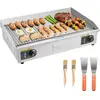 Bild von VEVOR Gewerbliche Elektrische Grillplatte 4400 W, Tischgrillplatte 725x400 mm Grillfläche, 50 300 °C, Elektrogrill, halb Gerillt, halb Glatt, mit 2 Spateln und 2 Bürsten, für Steaks BBQ, Ohne Stecker