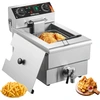 Bild von VEVOR kommerzielle Fritteuse, 1500 W elektrische Fritteuse mit Korb, 9 L Edelstahl Fritteuse mit Zeit- und Temperaturkontrolle, Überhitzungsschutz, Fritteuse für Küche Restaurant Café Bar