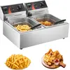 Bild von VEVOR wunicorn Fritteuse 295 x 235 x 150 mm Commercial Elektro-Fritteuse Tief, Doppel-Kaltzonen-Fritteuse YB-82 Fritteuse Maschine Silbrig - 6 L + 6 L 5000W 220V für Schnellrestaurants Snackbars 10 kg