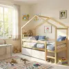 Bild von Hausbett MIKA mit Schubladen/ Kinderbett 90x190 - Naturholz