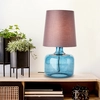 Bild von BRILLIANT dunkelblaue Tischlampe mit Stoff-Schirm HYDRA | dekorative Tischleuchte mit Schnurzwischenschalter | 57 cm Höhe & Ø 30 cm | E27 Fassung max. 60 W | Glas/Textil | Taupe / Dunkelblau