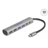 Bild von DeLOCK 6 Port USB Hub mit 4 x USB Typ-A Buchse und 2 x USB Type-C Buchse, Kabelgebunden, USB 3.2 Gen 1 (3.1 Gen 1) Type-A + Type-C, Grau, Aluminium, 25 mm, 125 mm