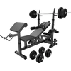 Bild von GORILLA SPORTS® Kraftstation mit Gewichten - 170cm Stange, 70kg Hantelset, Beincurler, Butterfly, Dip-station, Curlpult, Schwarz