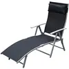 Bild von Outsunny Sonnenliege Liegestuhl Gartenliege 7 Positionen verstellbar Schwarz