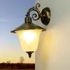 Bild von Außen Wandleuchte Messing Antik rostfrei Riffelglas Schirm Premium massive Wandlampe Außenleuchte Haus Balkon E14