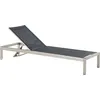 Bild von BELIANI Gartenliege Schwarz Silber Mesh Textilbespannung Verstellbar Modern Balkon Terrasse