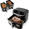 Bild von Duronic AF34 BK Heißluftfritteuse | Airfryer mit 2 x 4,5 Liter und 10 Liter Volumen | Gleichzeitiges Kochen oder Fertigstellen | 10 Programme | 2400 W