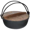 Bild von Japanischer Gusseisen-Kochtopf 21cm mit Holzdeckel 1.5L Schwarz KitchenCraft