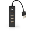 Bild von Nedis UHUBU2420BK USB-Hub USB-A Stecker auf 4x USB-A Buchse 4-Port USB 2.0