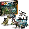 Bild von LEGO Jurassic World Giganotosaurus & Therizinosaurus Angriff Set mit Spielzeug-Hubschrauber, Garage, Spielzeugauto und 2 Dinosaurier-Figuren, Geschenk für Fans von der Jurassic Park-Reihe 76949