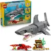 Bild von LEGO Creator 3-in-1-Set Wilder Hai mit Schatztruhe - Kreatives Spielzeug & Konstruktionsspielzeug - Meerestiere Bauset mit Hai Figur - Geschenk für Kinder ab 8 Jahren mit 3 Bauoptionen - 31381