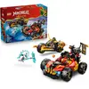 Bild von LEGO NINJAGO Kais und Coles Kombi-Flitzer - Ninja Spielzeug mit Auto, Motorrad, 3 Minifiguren inkl. Kai & Cole mit Katanas - Geschenkidee für Jungen ab 7 Jahren und Dragons Rising Fans - 71864