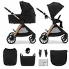 Bild von 2-in-1-Kinderwagen Kinderkraft VESTO 2 mit Babywanne, wendbarem Sportsitz, Falten mit Sitz, Räder 8/11", Zubehör, Schwarz