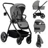Bild von Lionelo Kombikinderwagen Meril 2in1 Babywanne bis zu 9 kg, 0-48 Monate bis zu 22 kg, Geländeräder 360°, Vollfederung, XXL-Verdeck - Grau