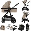 Bild von Lionelo Amber - Kombikinderwagen 3 in 1 - Set sportlicher, Sitz, fester Babywanne, Autositz, Tasche, Moskitonetz, Regenschutz - Beige Sand