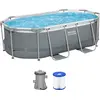 Bild von Bestway® Steel Pro MAX  Frame Pool Set mit Filterpumpe 305 x 200 x 84 cm, grau, oval