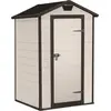 Bild von Keter Manor 4x3, Kunststoff-Schuppen, Einzelbild, Giebeldach, Schwarz, Harz, Beige