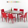 Bild von Polyrattan Tisch Rechteckig mit 6 Bunten Stühlen 150x90 Beige Marion