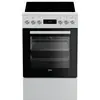 Bild von Beko FSE57302GWC, Freistehender Herd, Schwarz, Weiß, Drehregler, Berührung, Weiß, Vorne oben, Zonen-Induktionskochfeld