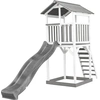 Bild von AXI Beach Tower Spielturm aus Holz in Weiß & Grau | Spielhaus für Kinder mit grauer Rutsche und Sandkasten | Stelzenhaus für den Garten