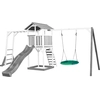 Bild von AXI Beach Tower Spielturm aus Holz in Weiß & Grau | Spielhaus für Kinder mit grauer Rutsche, Klettergerüst, Nestschaukel und Sandkasten | Stelzenhaus für den Garten