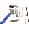 Bild von AXI Beach Tower Spielturm aus Holz in Braun & Weiß | Spielhaus für Kinder mit blauer Rutsche, Schaukel und Sandkasten | Stelzenhaus für den Garten