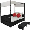 Bild von vidaXL Gartenbett mit Baldachin Schwarz 190×130 cm Poly Rattan