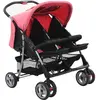 Bild von vidaXL Zwillingskinderwagen Rosa und Schwarz Stahl