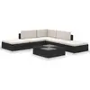 Bild von vidaXL 6-tlg. Garten-Lounge-Set mit Auflagen Poly Rattan Schwarz