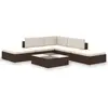 Bild von vidaXL 6-tlg. Garten-Lounge-Set mit Auflagen Poly Rattan Braun