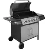 Bild von vidaXL Gasgrill 6+1 Flammen Schwarz und Silbern