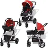 Bild von vidaXL 3-in-1 Kinderwagen Aluminium Rot und Schwarz