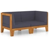 Bild von vidaXL 2-Sitzer-Sofa mit Dunkelgrauen Kissen Akazie Massivholz