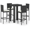 Bild von vidaXL 5-tlg. Gartenbar-Set mit Kissen Poly Rattan Schwarz