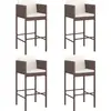 Bild von vidaXL Barhocker 4 Stk. mit Kissen Braun Poly Rattan