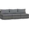 Bild von vidaXL 3-Sitzer-Sofa mit Kissen Grau Poly Rattan