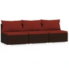 Bild von vidaXL 3-Sitzer-Sofa mit Kissen Braun Poly Rattan