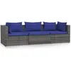 Bild von vidaXL 3-Sitzer-Sofa mit Kissen Grau Poly Rattan