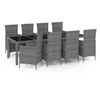 Bild von vidaXL 9-tlg. Garten-Essgruppe mit Kissen Poly Rattan Grau